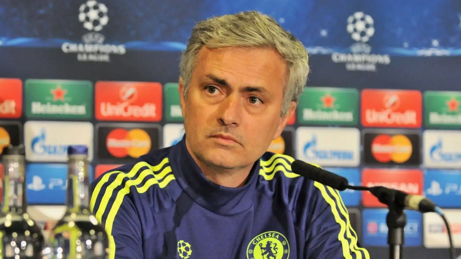 Jose Mourinho during a Champions League presser while Chelsea manager