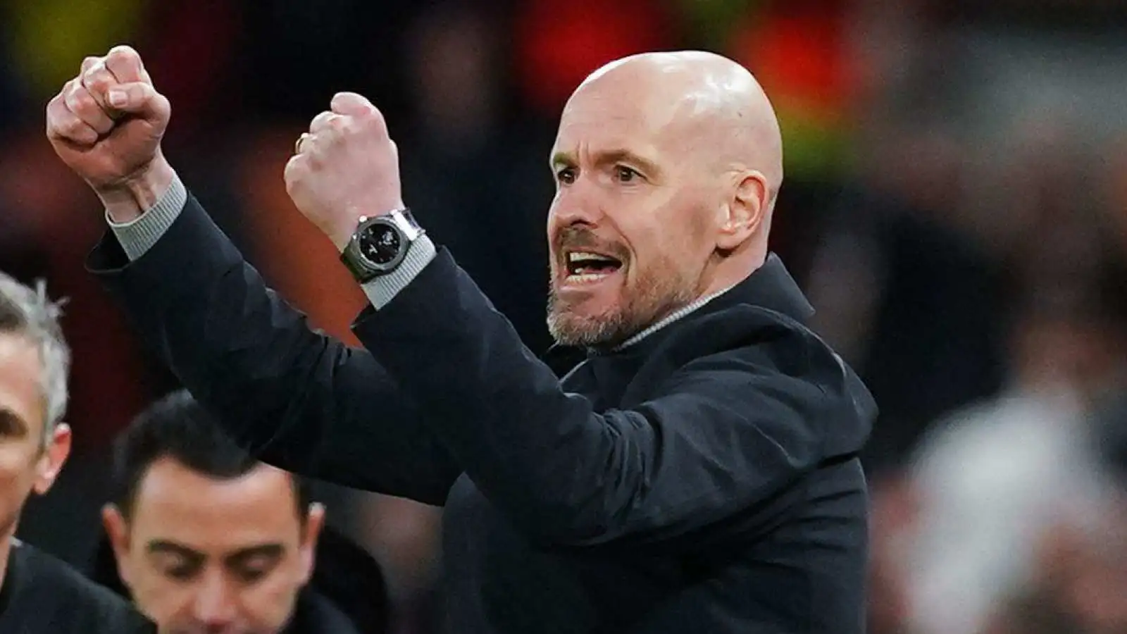 Erik ten Hag celebrating for Man Utd