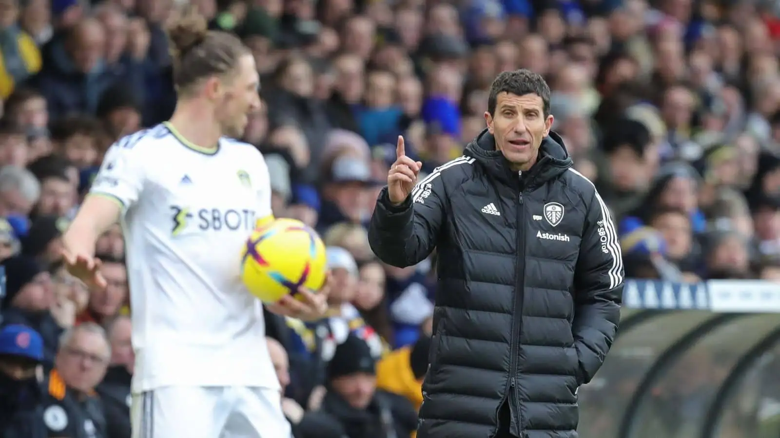 Newly appointed manager of Leeds United Javi Gracia gestures and reacts during the Premier League match Leeds United vs Southampton at Elland Road, Leeds