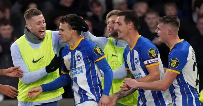 Adam Webster, Solly March, Lewis Dunk and Evan Ferguson of Brighton