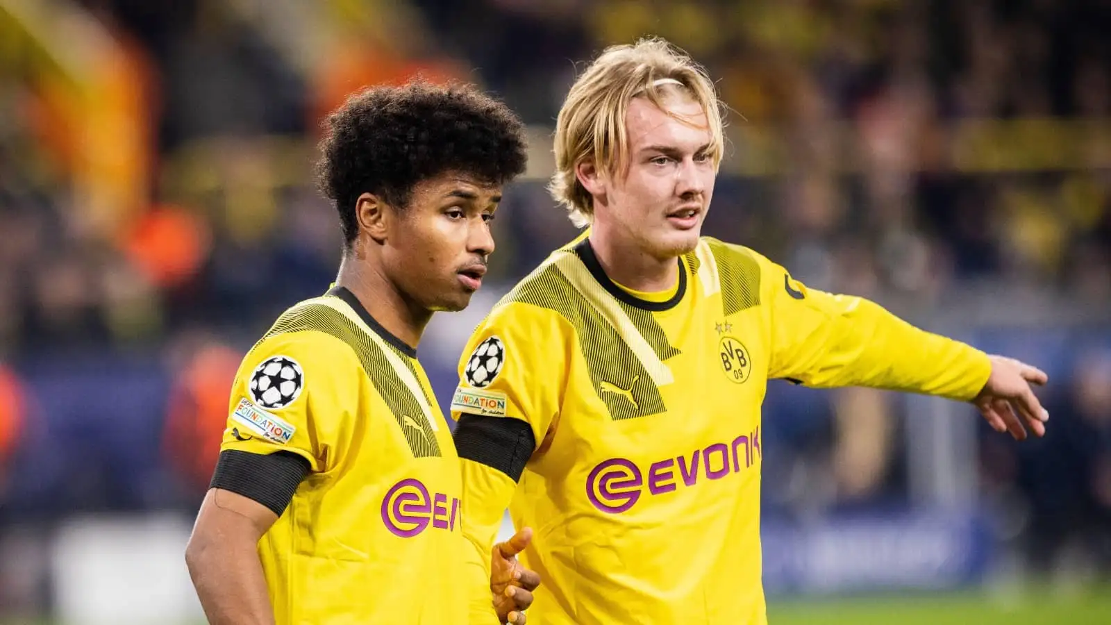 Karim Adeyemi and Julian Brandt of Dortmund