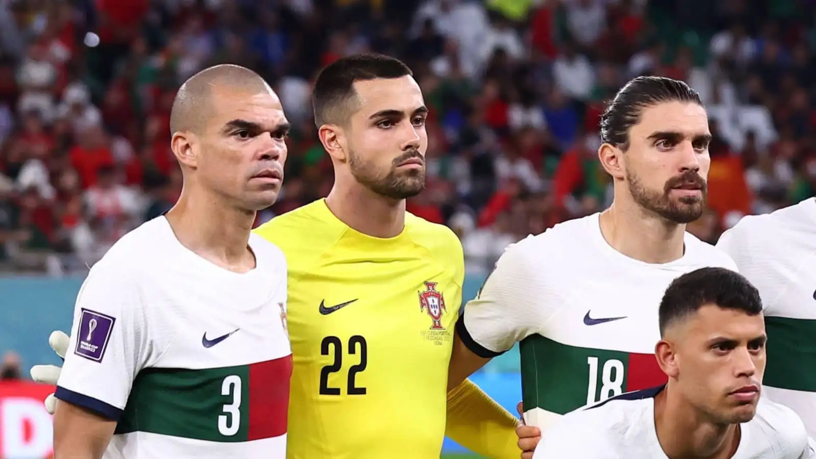Pepe, Diogo Costa, Ruben Neves and Matheus Nunes of Portugal