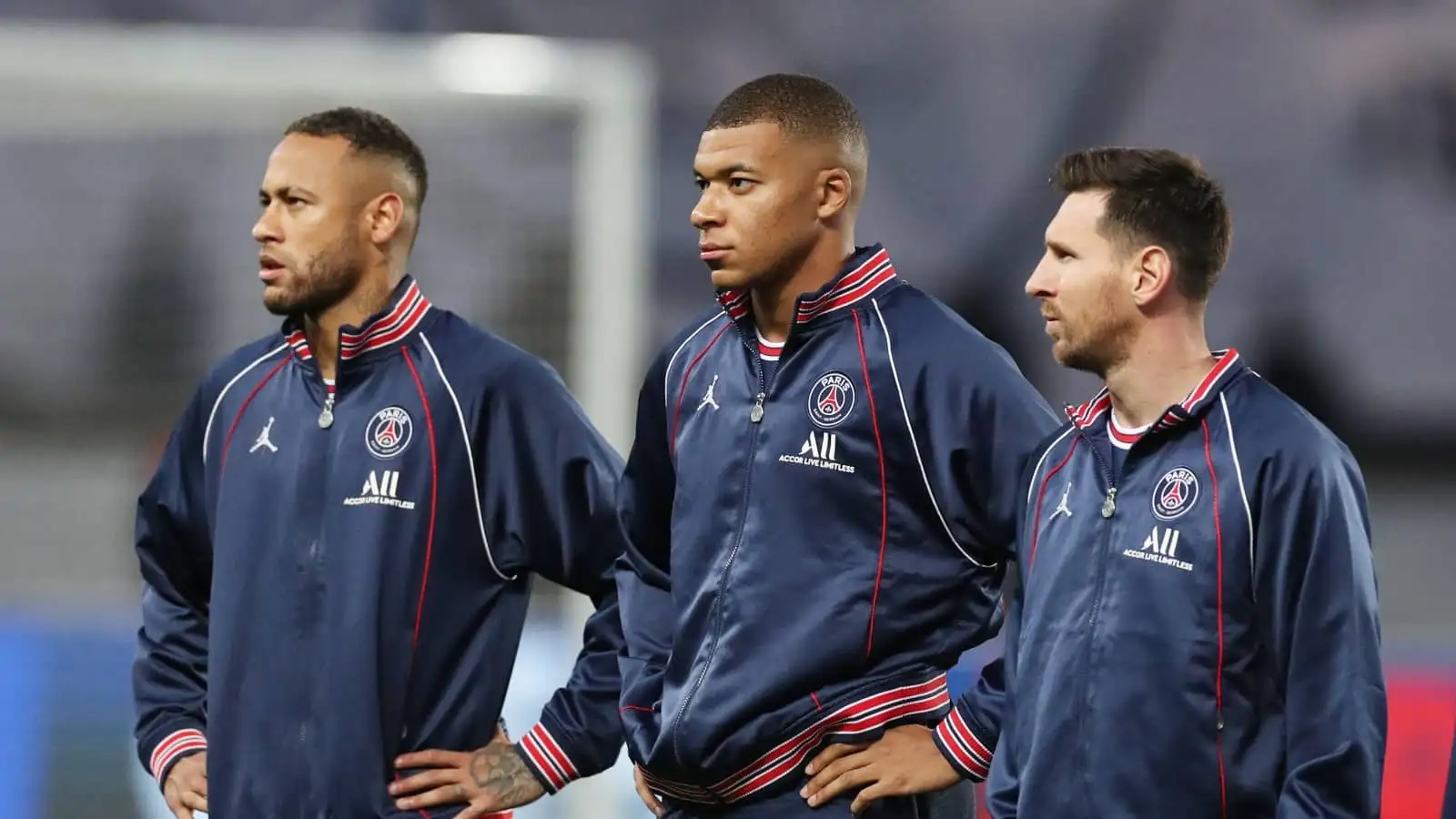 Neymar, Kylian Mbappe and Lionel Messi of PSG