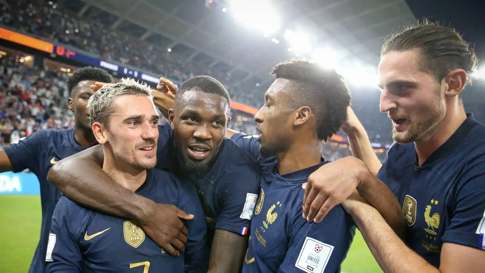 Antoine Griezmann, Marcus Thuram, Kingsley Coman and Adrien Rabiot of France