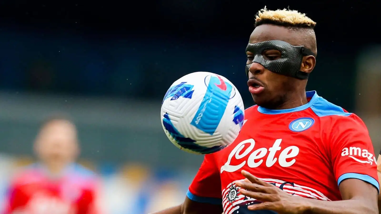 Victor Osimhen of Napoli controls the ball during the Serie A football match between SSC Napoli and Udinese