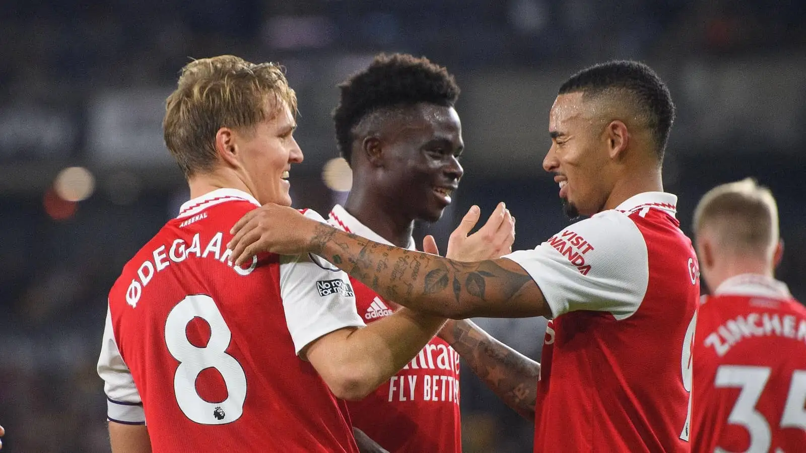 Martin Odegaard, Bukayo Saka and Gabriel Jesus of Arsenal
