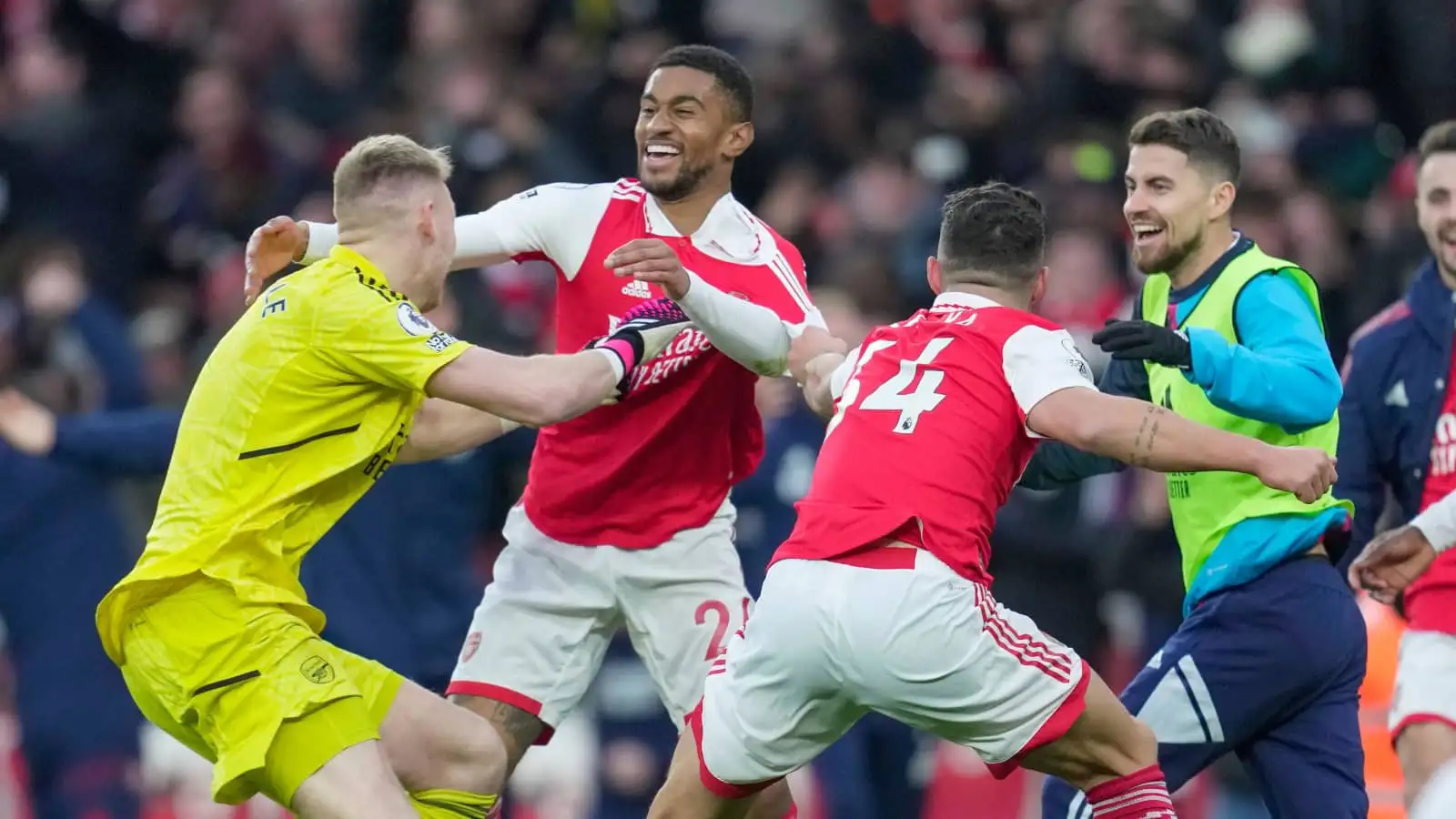 Arsenal stars Aaron Ramsdale, Reiss Nelson, Granit Xhaka and Jorginho