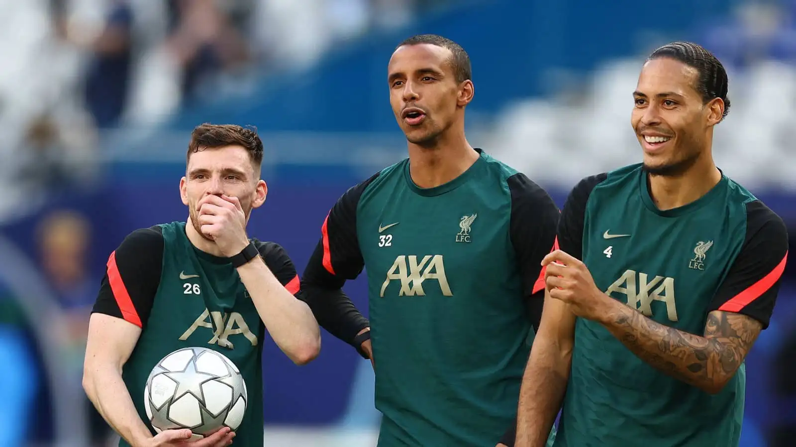 Liverpool defenders Andy Robertson, Joel Matip and Virgil van Dijk