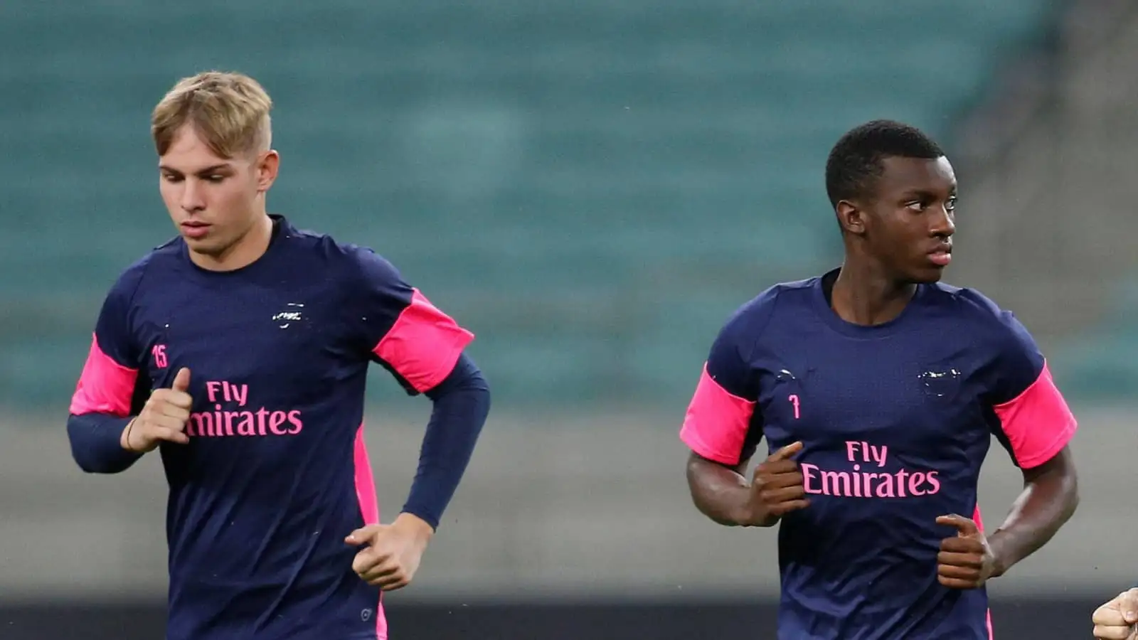 Emile Smith Rowe and Eddie Nketiah of Arsenal