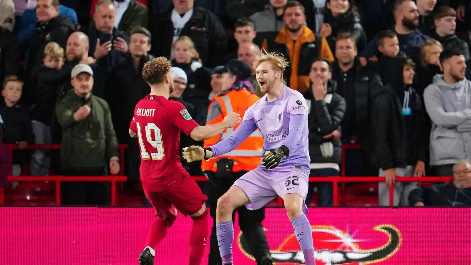 Harvey Elliot and Kelleher of Liverpool