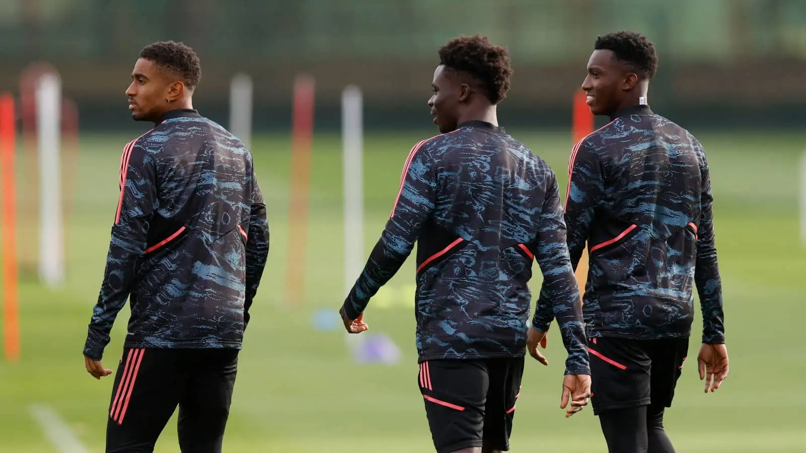 Arsenal forwards Reiss Nelson, Bukayo Saka and Eddie Nketiah