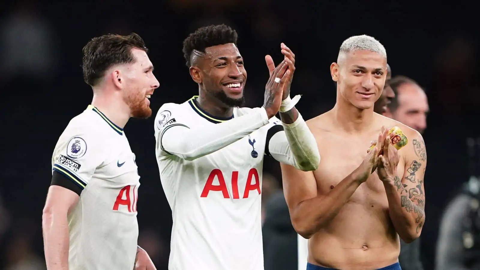 Emerson Royal, Pierre-Emile Hojbjerg, Richarlison, Tottenham, February 2023