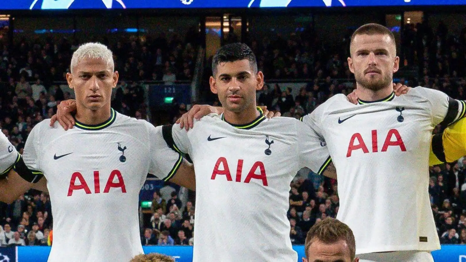 Richarlison, Cristian Romero and Eric Dier of Tottenham
