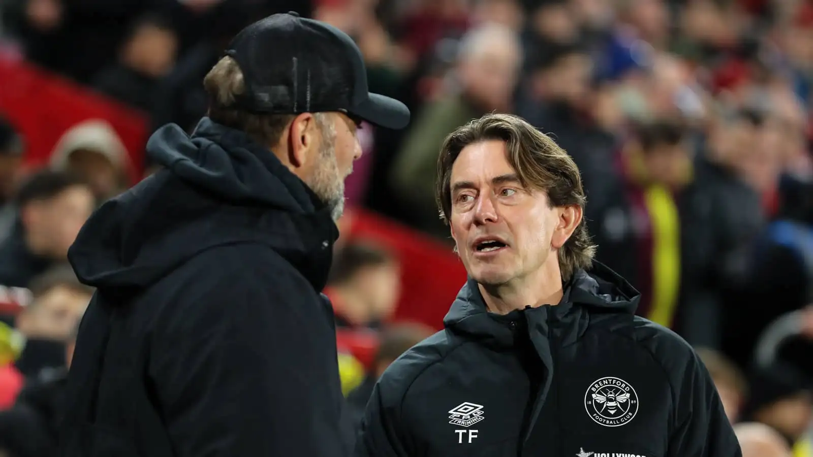 Liverpool manager Jurgen Klopp and Brentford manager Thomas Frank