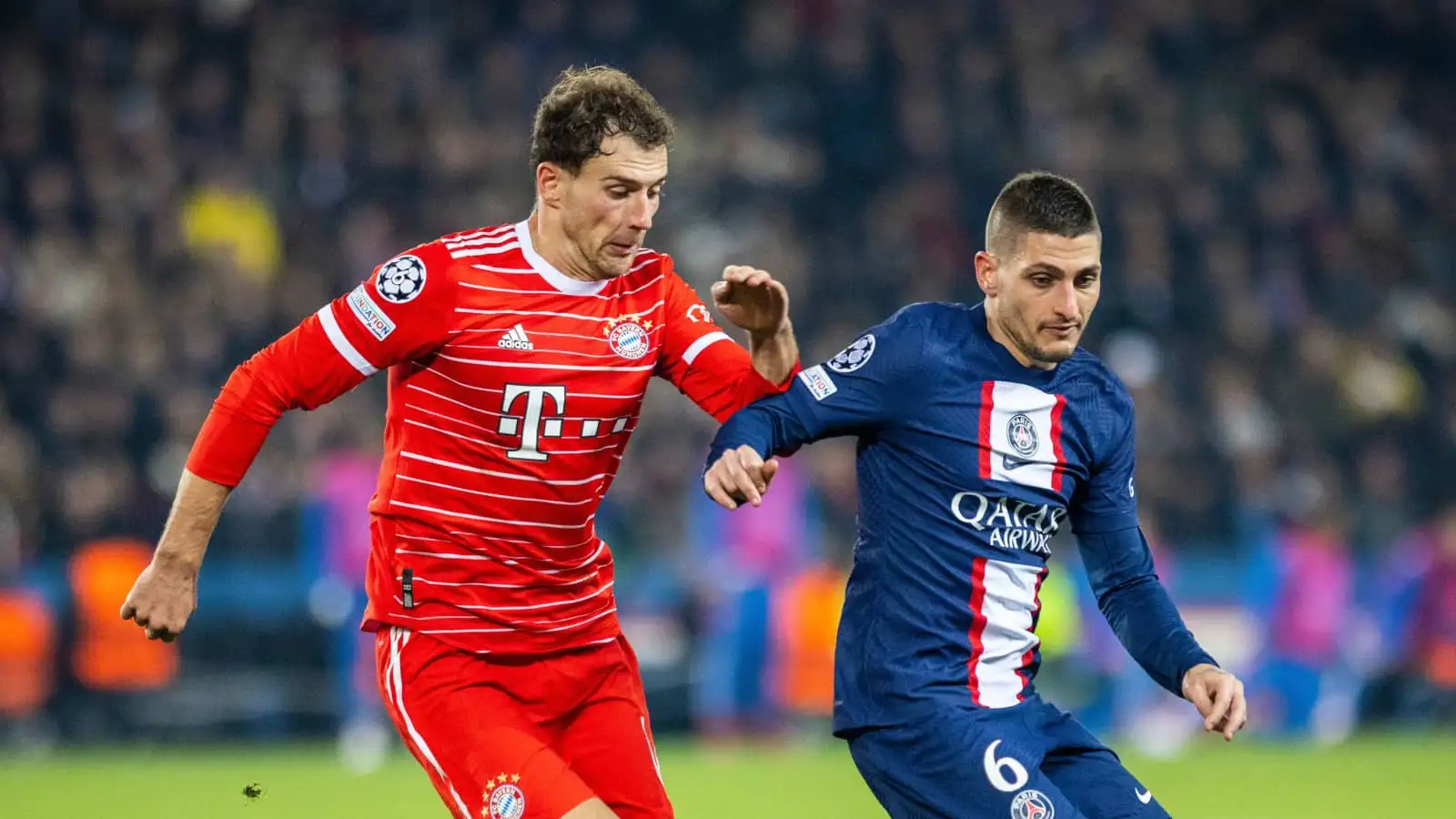 Bayern Munich midfielder Leon Goretzka and PSG midfielder Marco Verratti