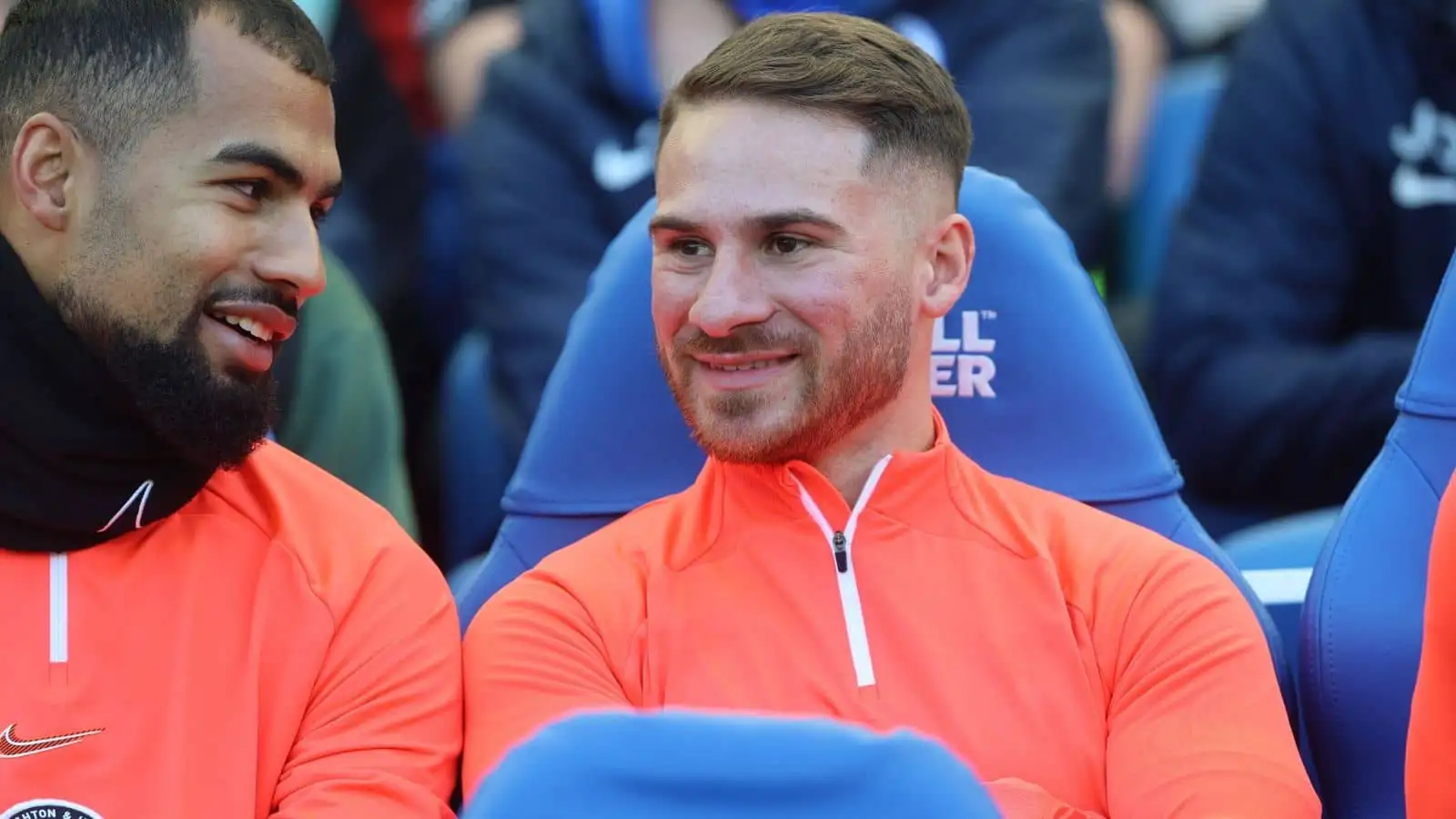 Alexis Mac Allister on the substitute's bench for Brighton & Hove Albion at the AMEX Stadium