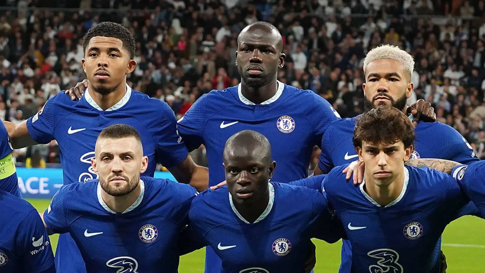 Chelsea stars Wesley Fofana, Kalidou Koulibaly, Reece James, Mateo Kovacic, N'Golo Kante and Joao Felix