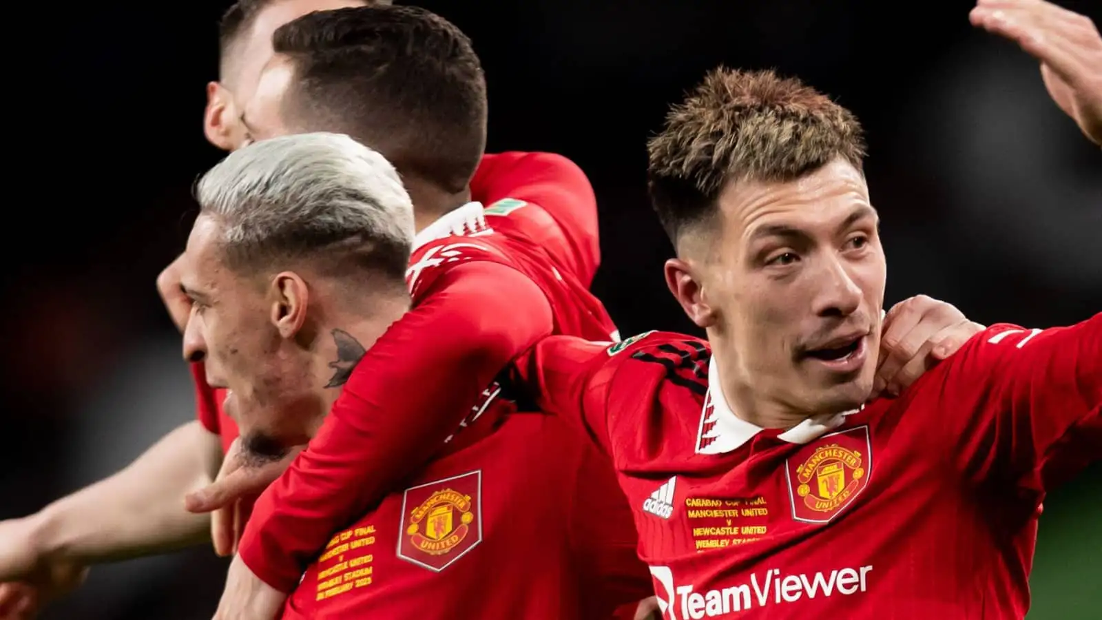 Lisandro Martinez, Antony, Manchester United, February 2023 Lisandro Martinez, Antony, Manchester United, February 2023
