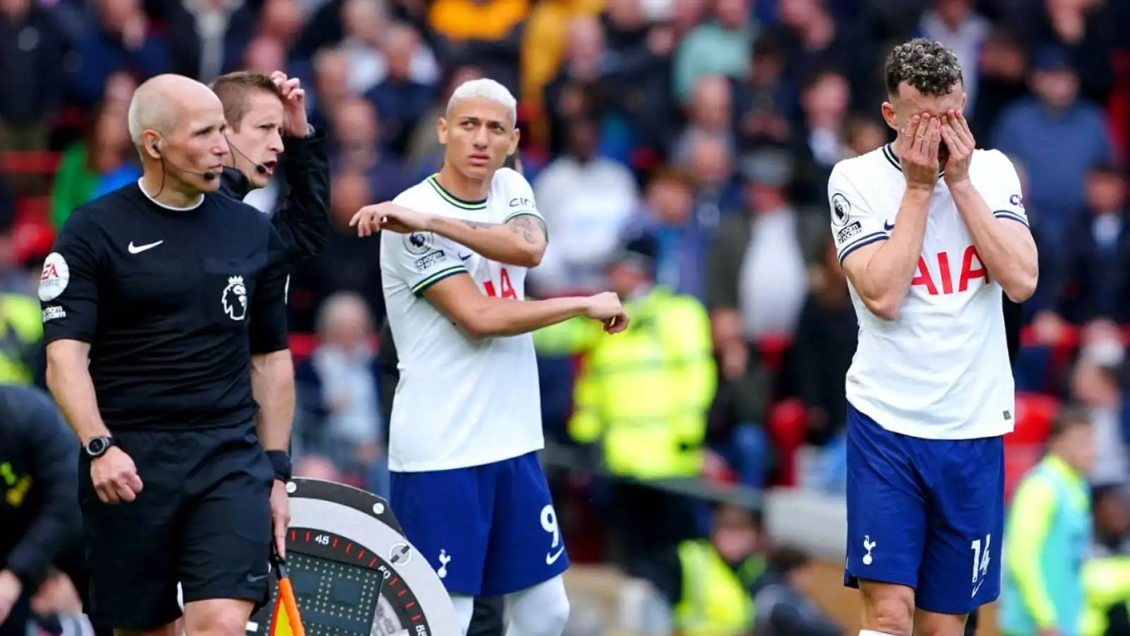 Ivan Perisic, Richarlison looking down during game for Tottenham, April 2023