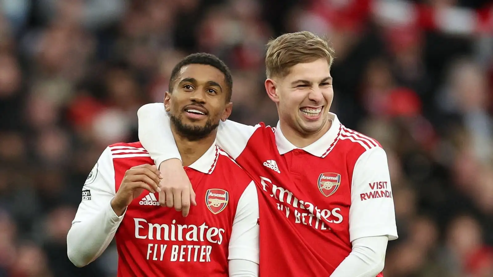 Reiss Nelson and Emile Smith Rowe of Arsenal