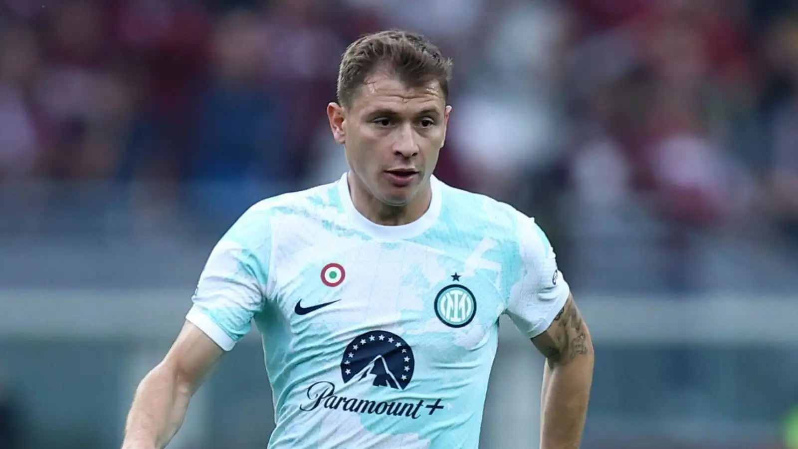 Nicolo Barella of Fc Internazionale controls the ball during the Serie A match beetween Torino Fc and Fc Internazionale at Stadio Olimpico on June 3, 2023 in Turin
