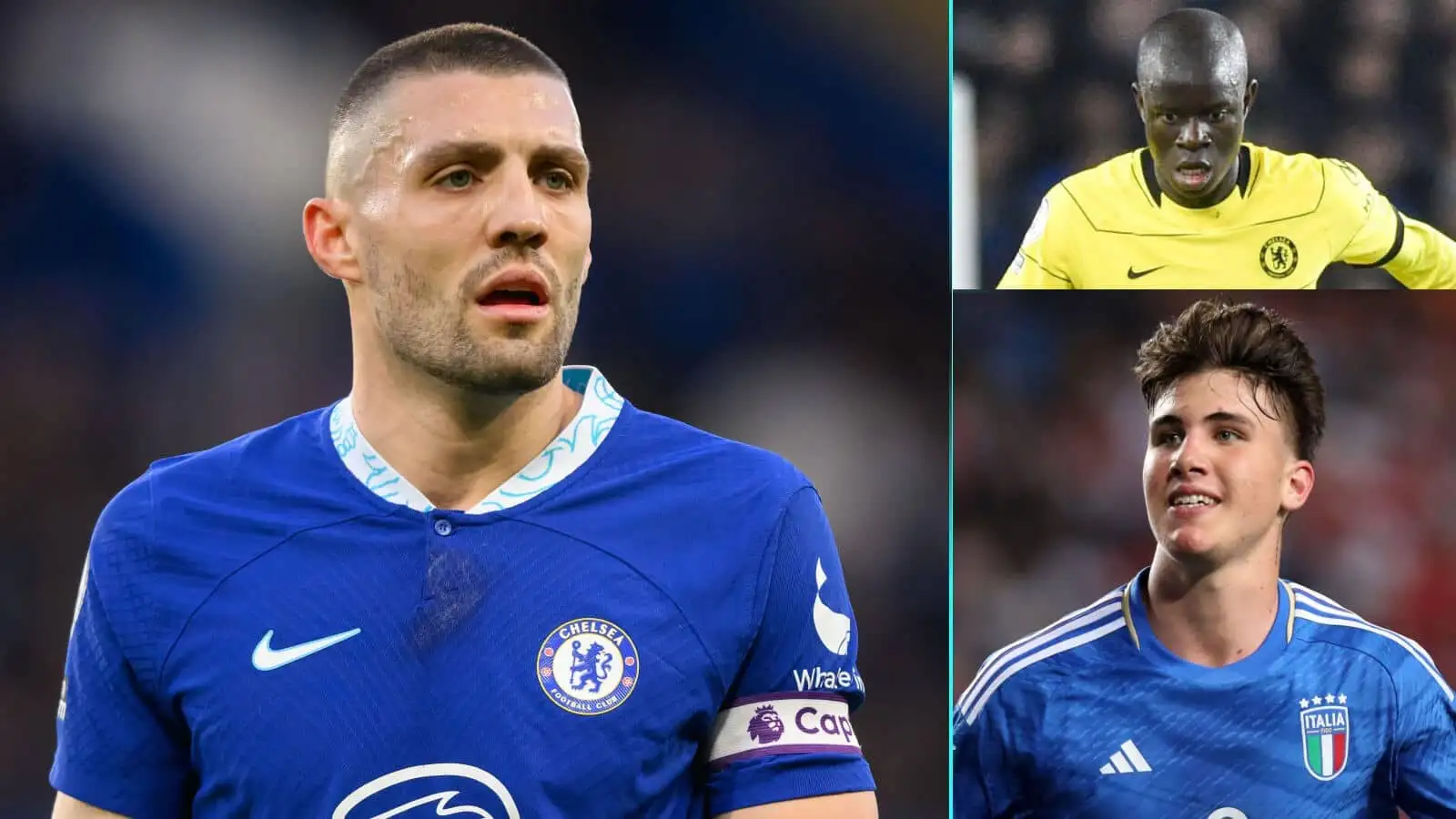 Mateo Kovacic, N'Golo Kante and Cesare Casadei