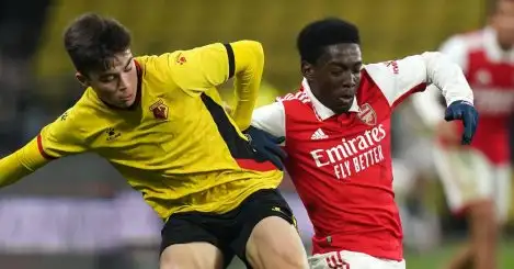 Watford defender Harry Amass and Arsenal starlet Amario Cozier-Duberry