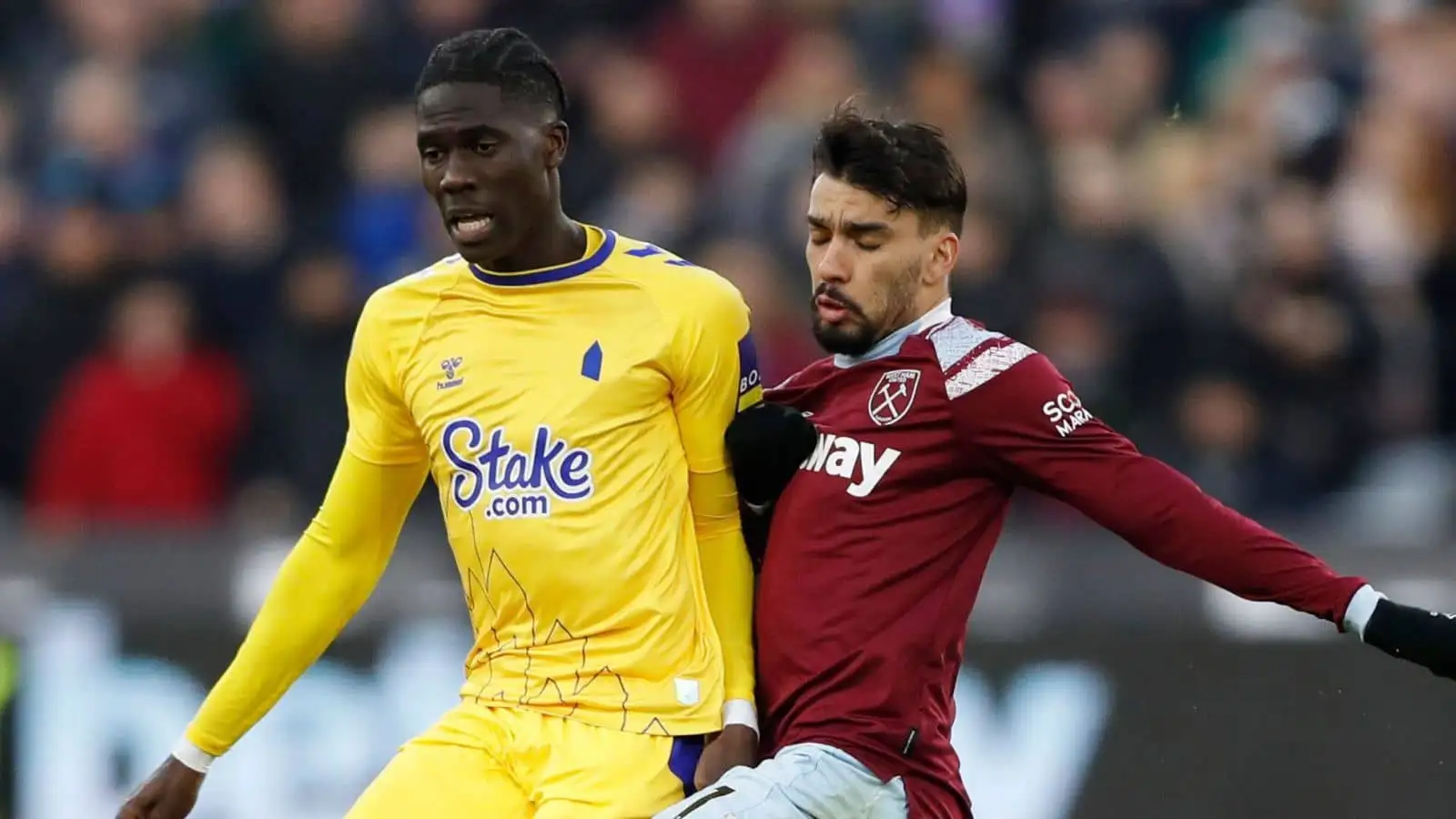 Amadou Onana, Lucas Paqueta West Ham v Everton