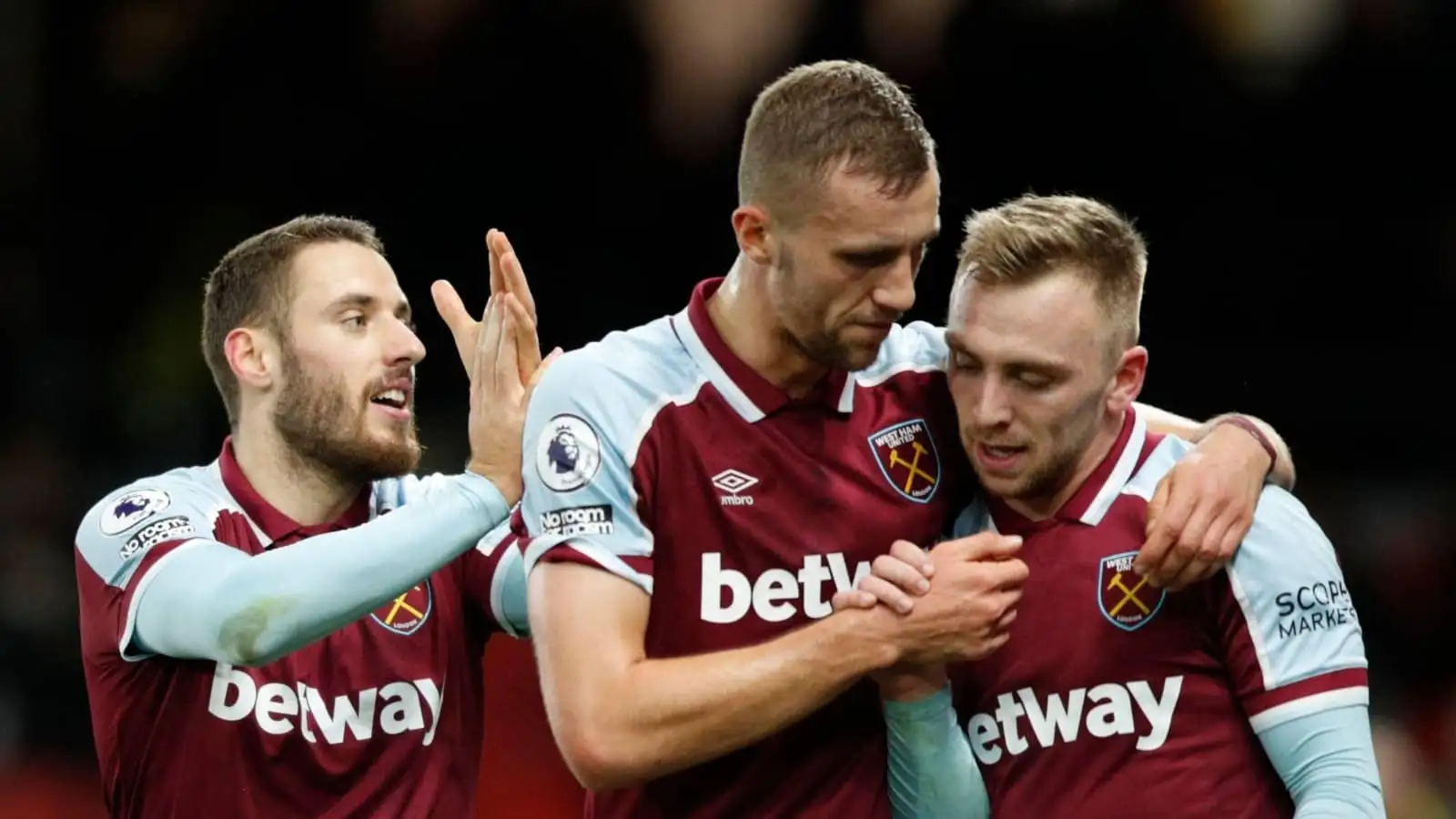 Nikola Vlasic, Tomas Soucek and Jarrod Bowen of West Ham