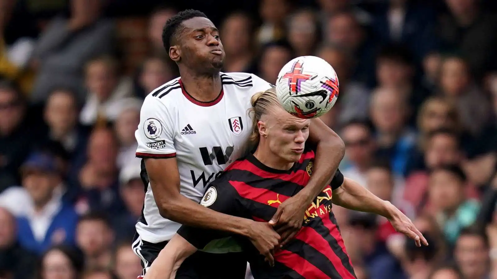 Tosin Adarabioyo challenging Erling Haaland