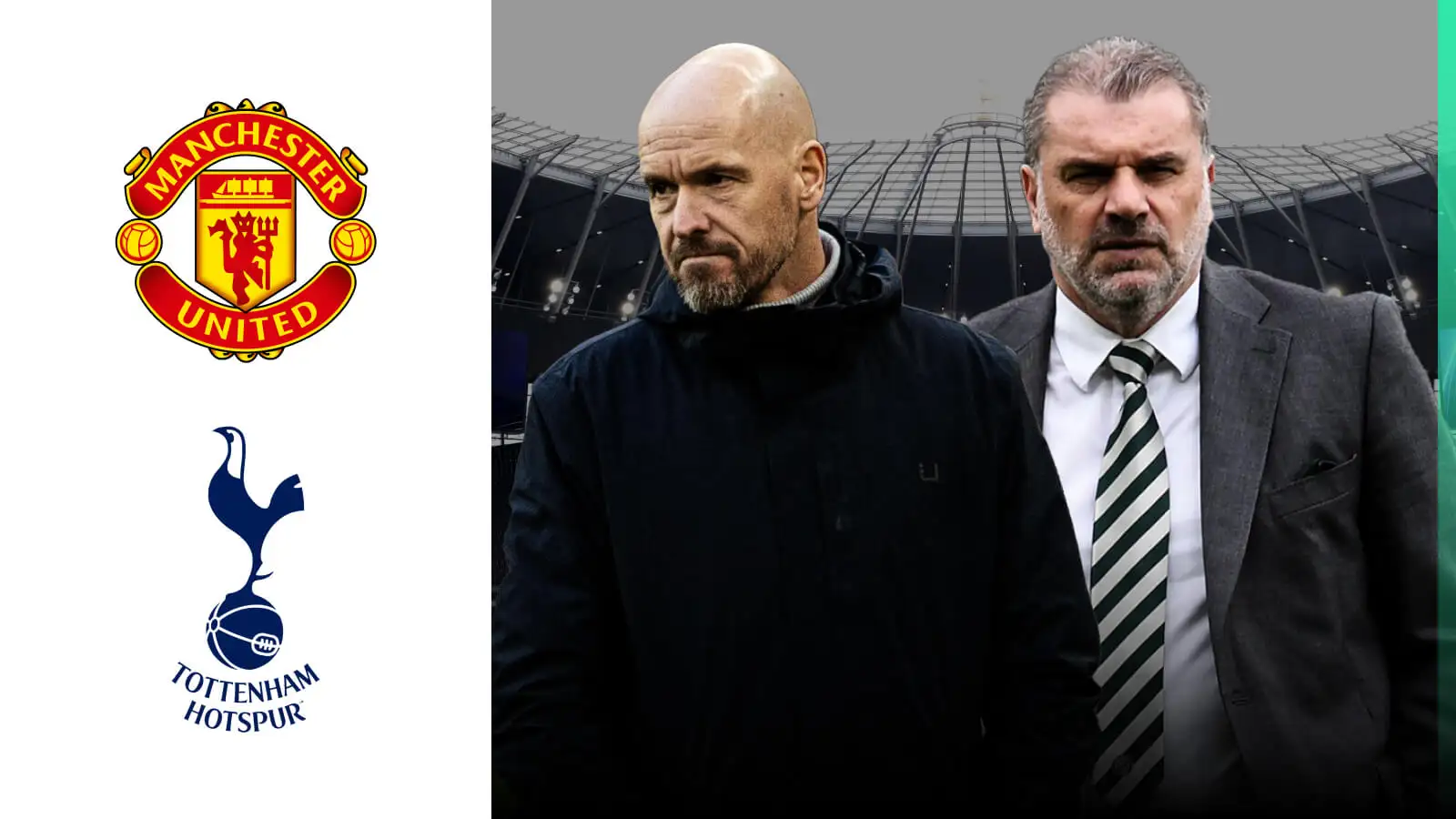 Man Utd manager Erik ten Hag and Tottenham manager Ange Postecoglou Man Utd manager Erik ten Hag and Tottenham manager Ange Postecoglou