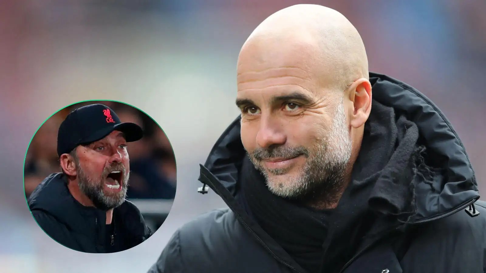 Man City manager Pep Guardiola Liverpool manager Jurgen Klopp