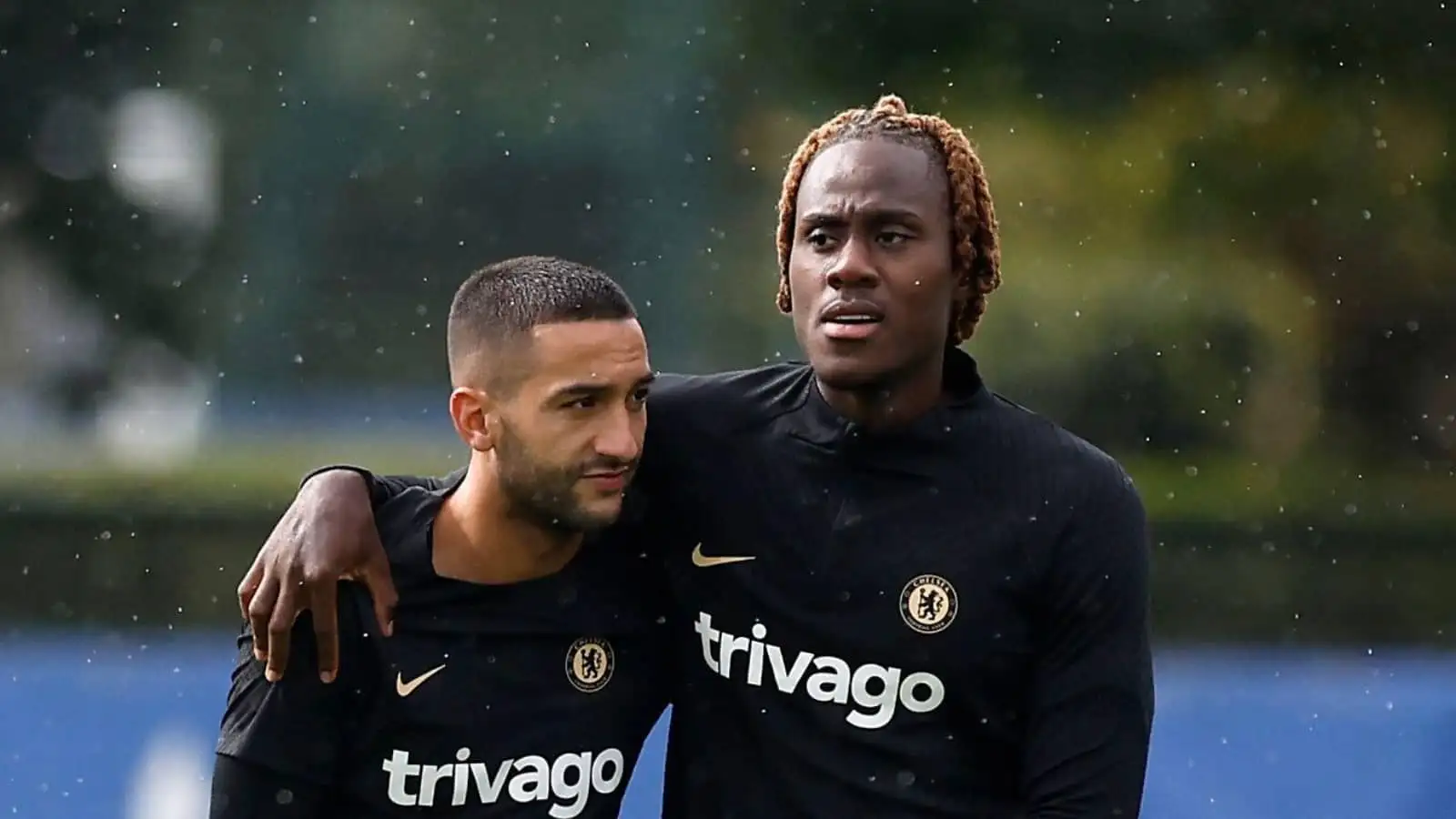 Hakim Ziyech and Trevoh Chalobah of Chelsea