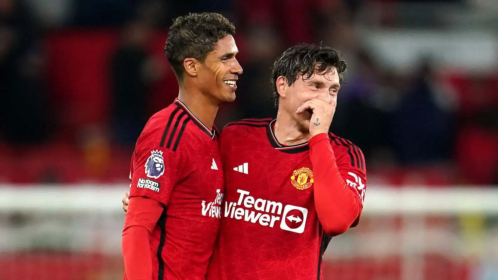 Manchester United's Raphael Varane (left) and Victor Lindelof