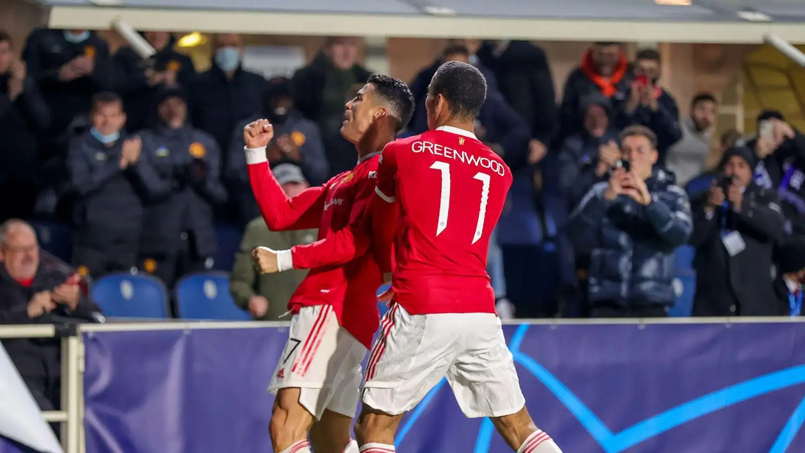 Mason Greenwood and Cristiano Ronaldo in action for Man Utd, 2021