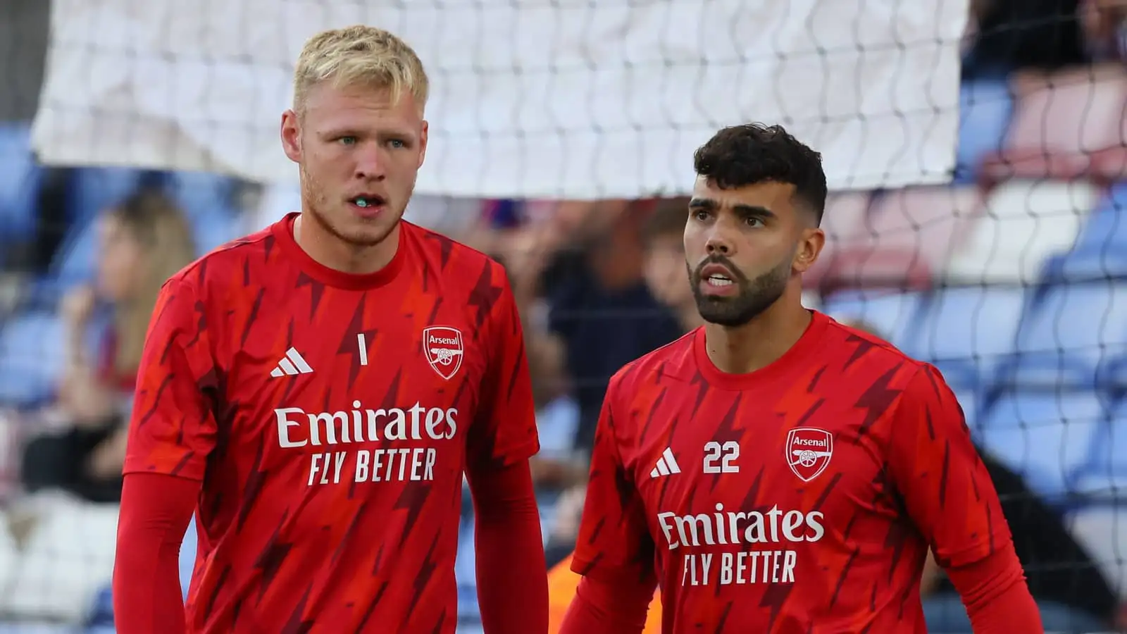 Arsenal goalkeepers Aaron Ramsdale and David Raya