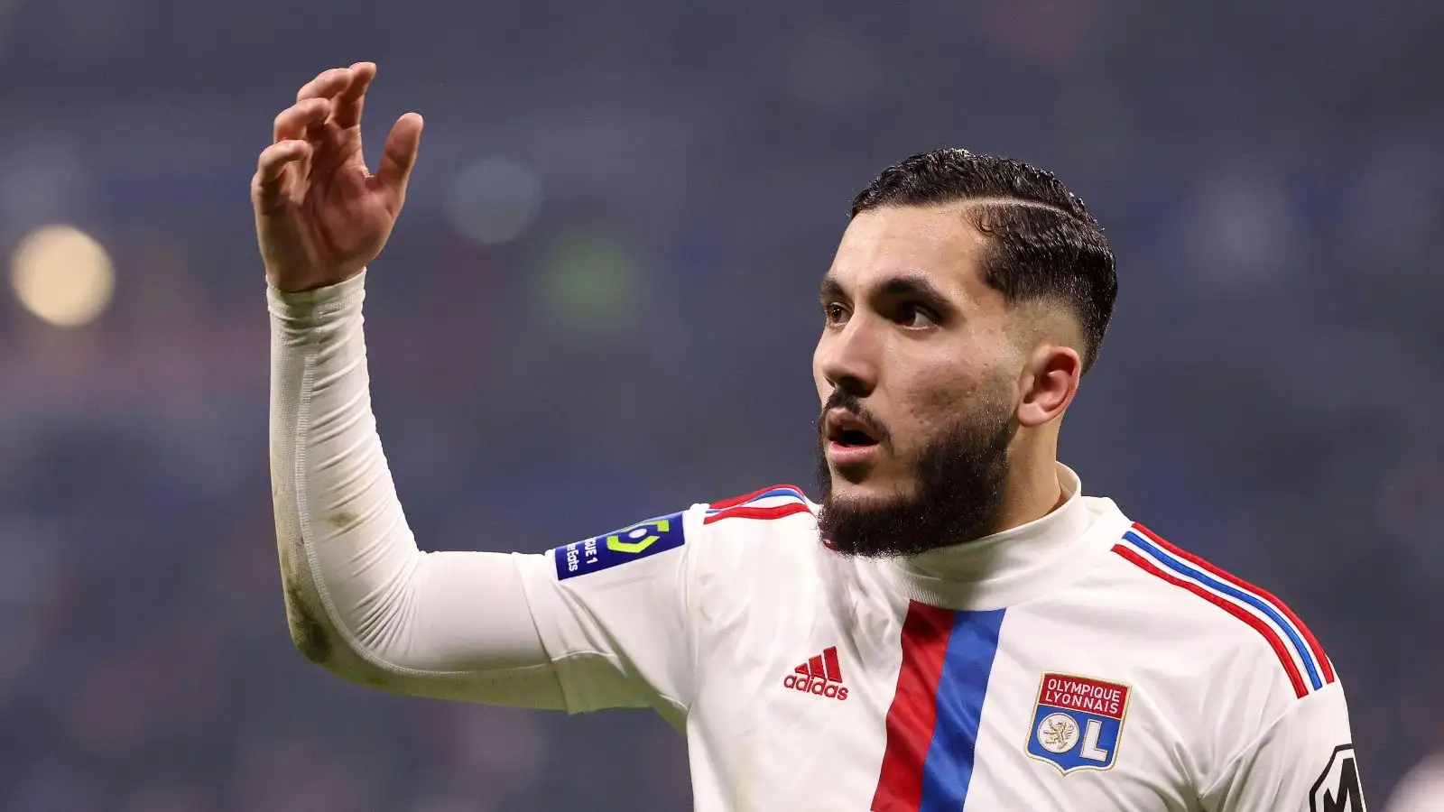 Chelsea linked Lyon attacker Rayan Cherki celebrates