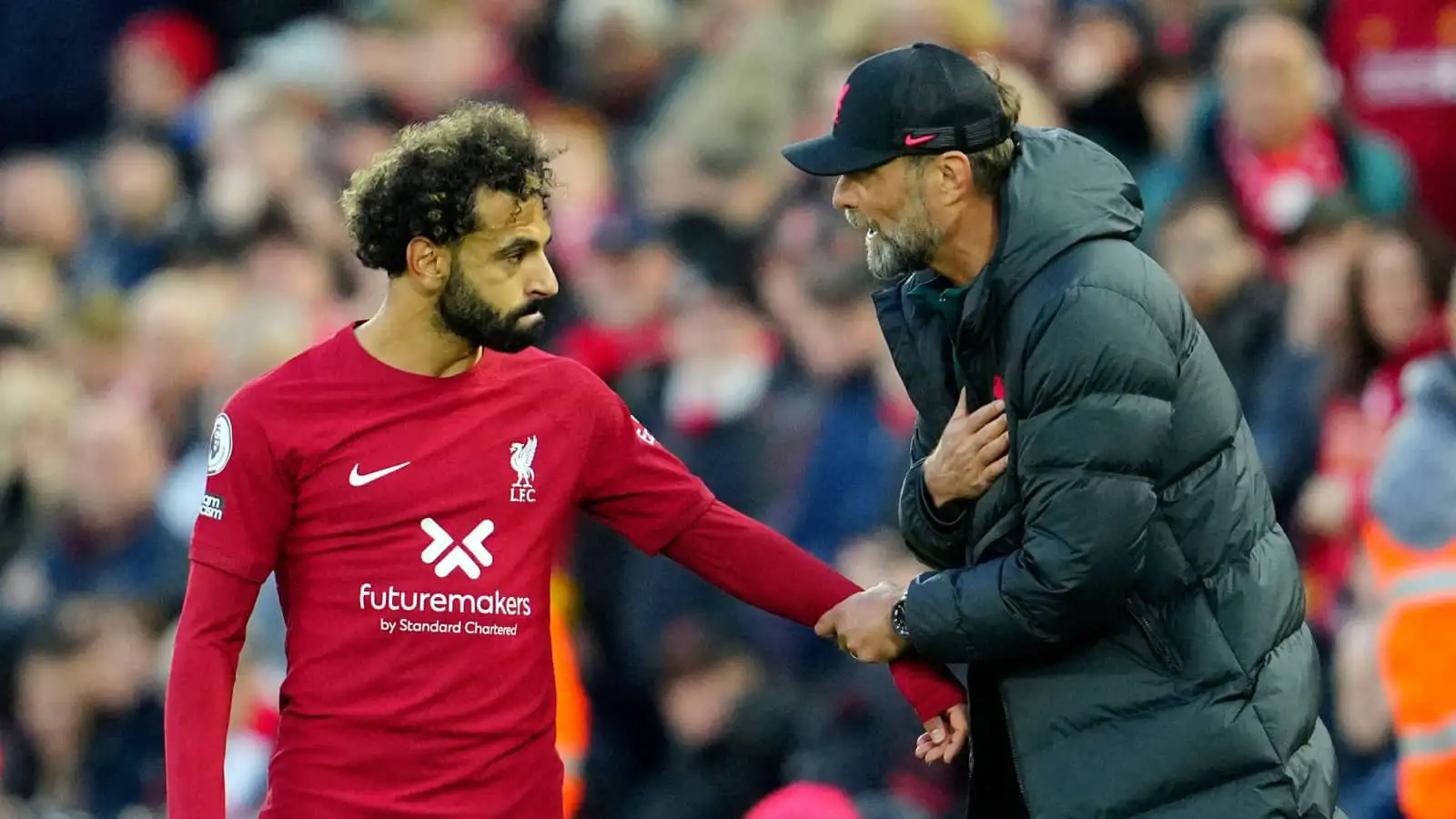 Liverpool winger Mohamed Salah and manager Jurgen Klopp