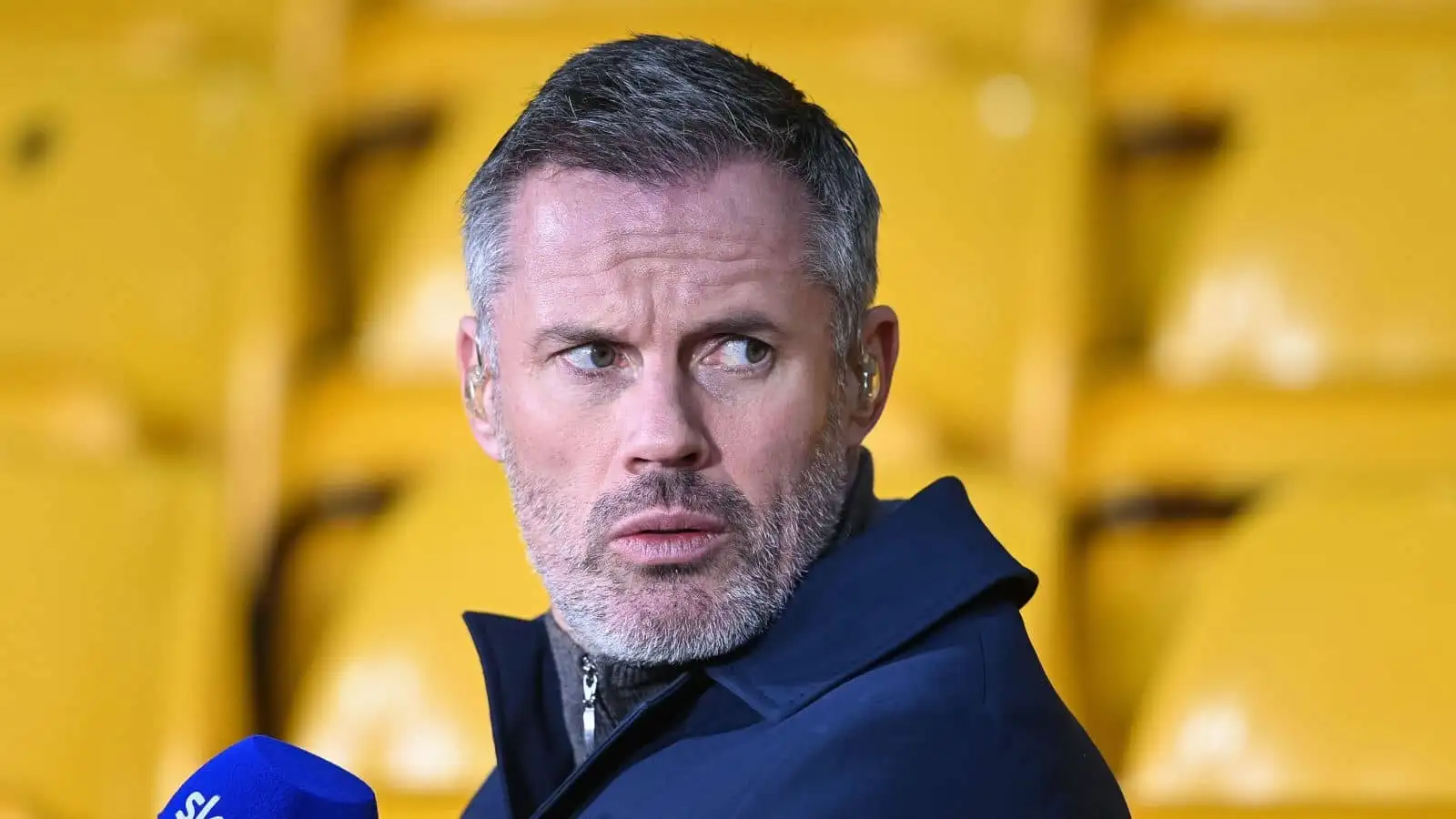 Jamie Carragher Sky Sports pundit during a Premier League fixture at Molineux Stadium