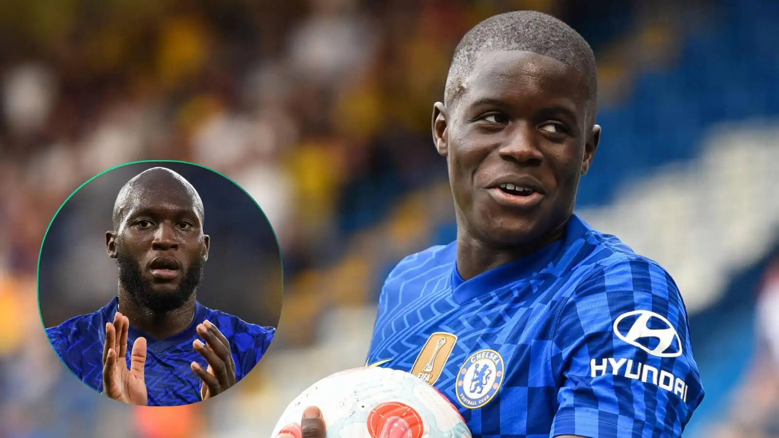 Chelsea players Malang Sarr and Romelu Lukaku