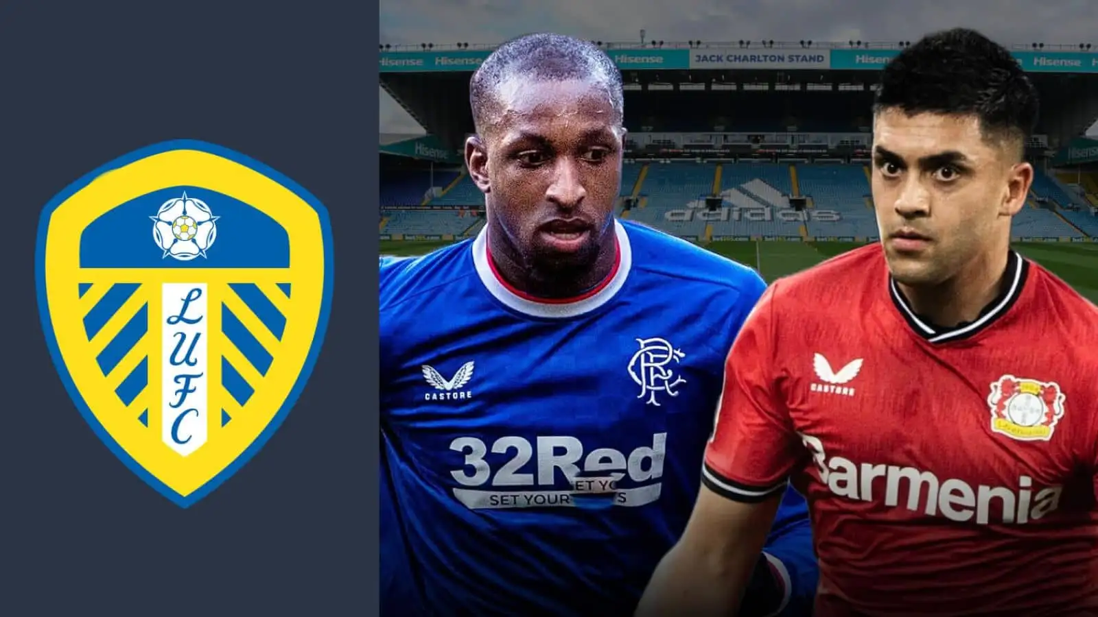 Rangers midfielder Glen Kamara and Nadiem Amiri of Bayer Leverkusen are Leeds targets