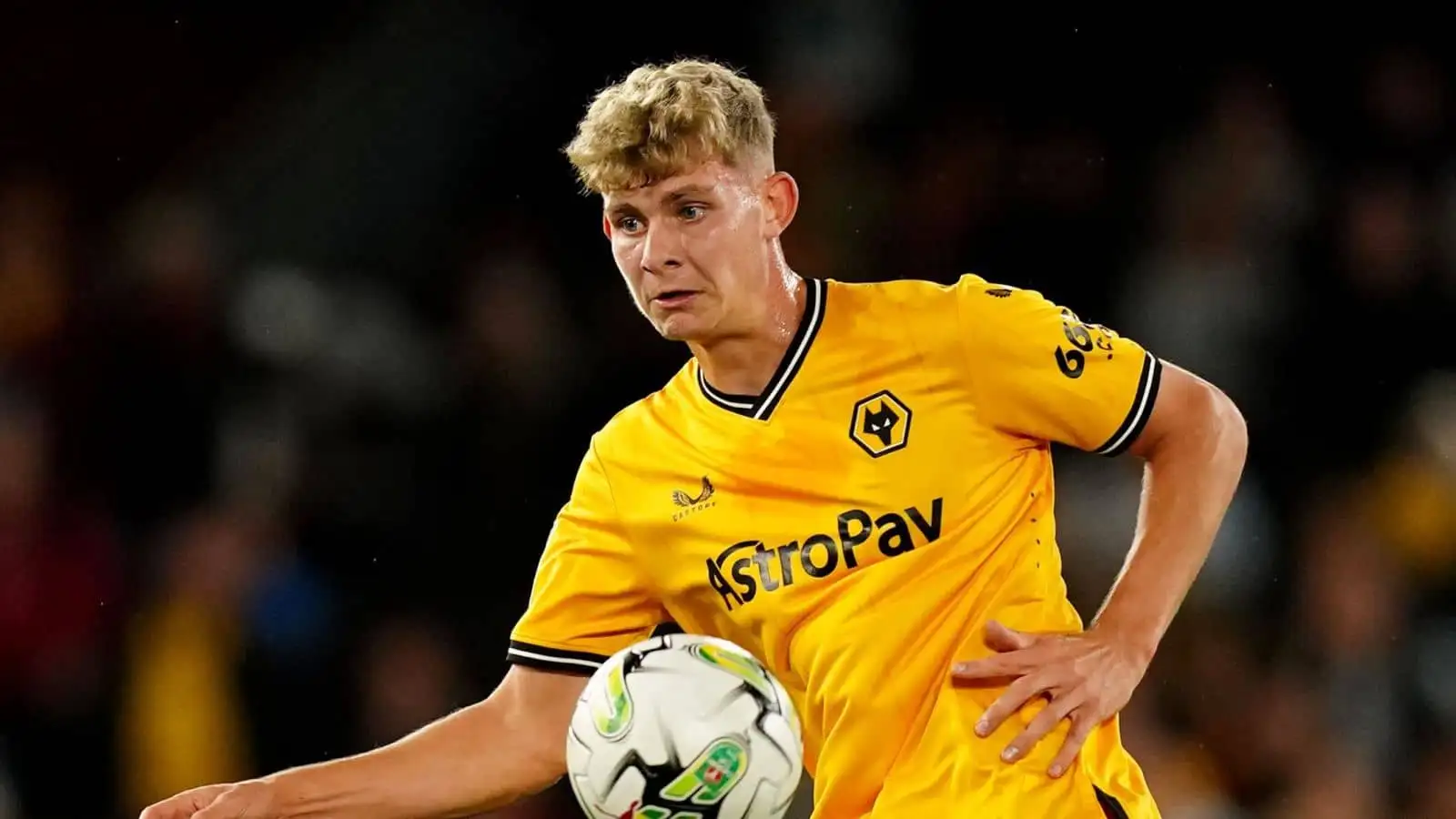 Wolverhampton Wanderers’ Alfie Pond in action during the Carabao Cup second round match at the Molineux Stadium, Wolverhampton