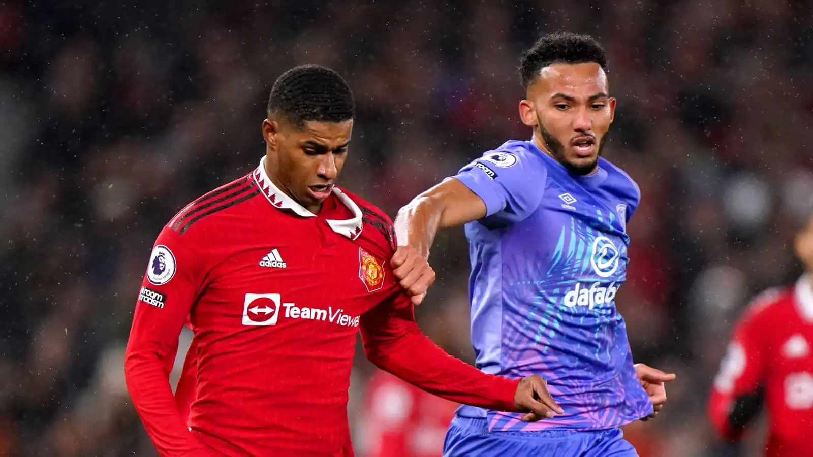 Man Utd forward Marcus Rashford and Bournemouth defender Lloyd Kelly