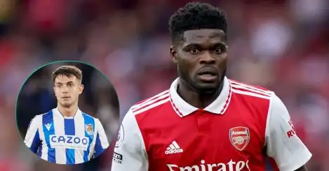 Thomas Partey playing for Arsenal and Martin Zubimendi for Real Sociedad
