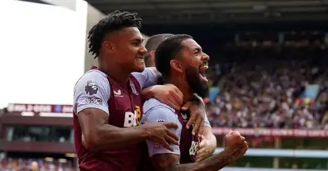 Ollie Watkins and Douglas Luiz celebrate an Aston Villa goal