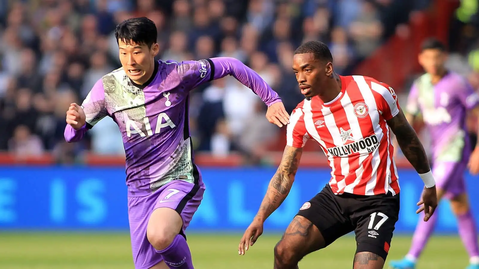 Tottenham forward Son Heung-min and Brentford striker Ivan Toney