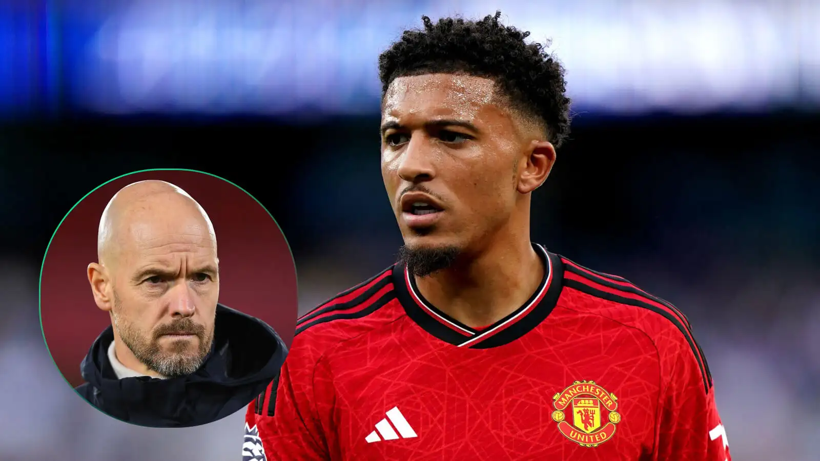 Man Utd manager Erik ten Hag and winger Jadon Sancho