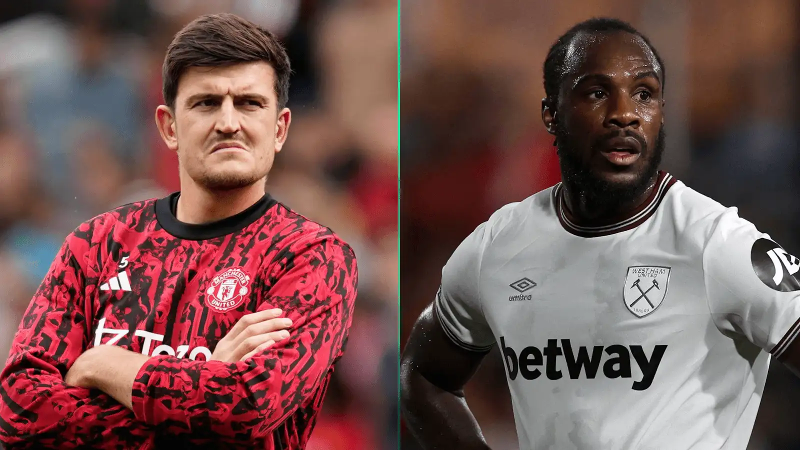 Man Utd centre-back Harry Maguire and West Ham striker Michail Antonio