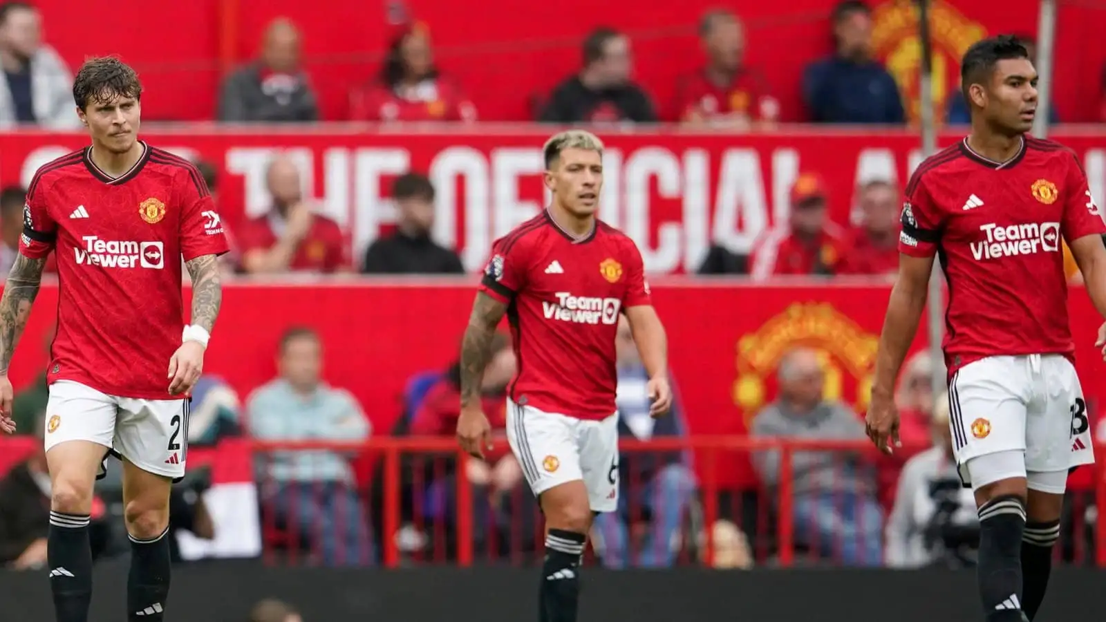 Victor Lindelof, Lisandro Martinez, Casemiro Man Utd v Brighton