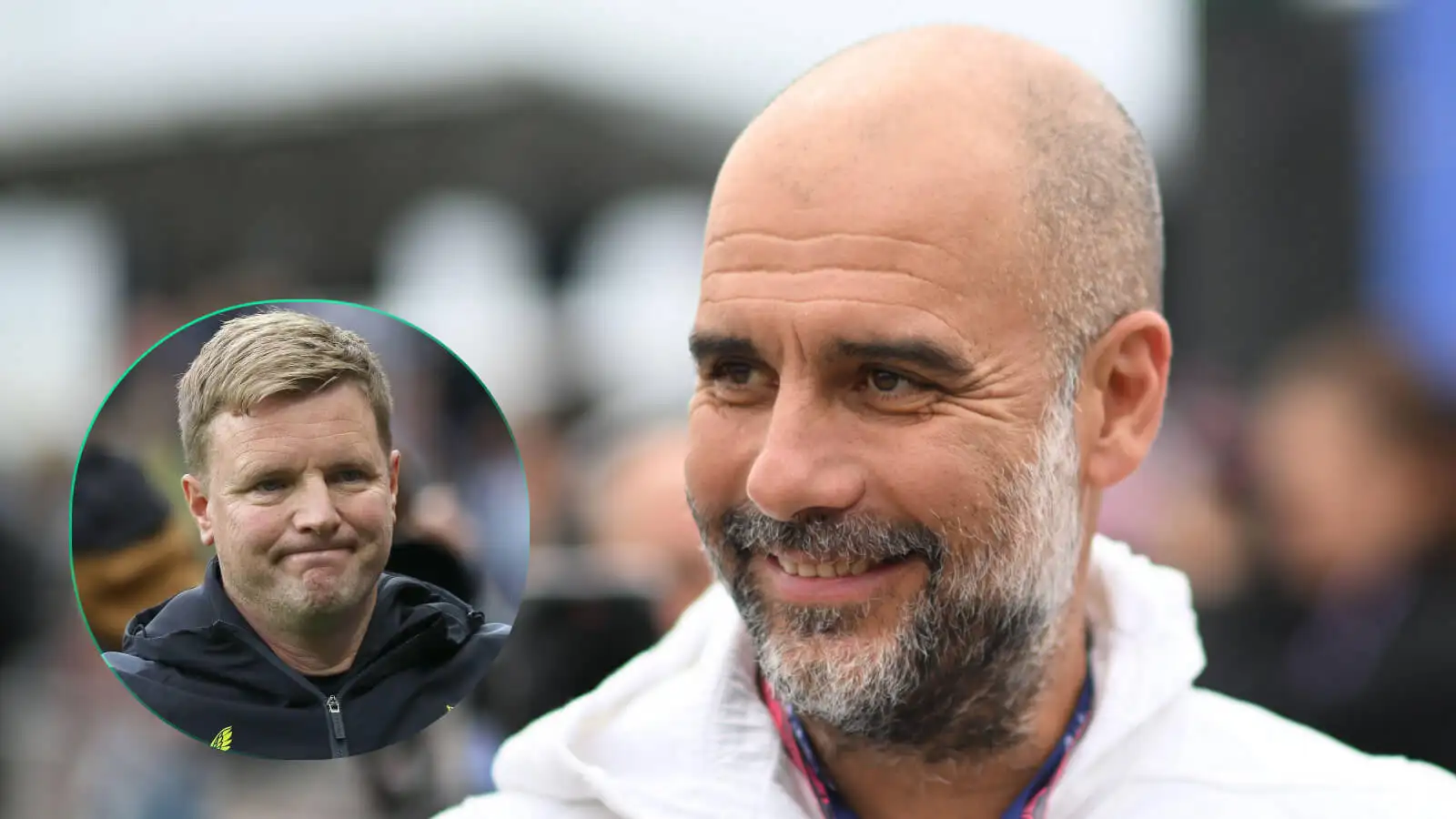 Man City manager Pep Guardiola and Newcastle manager Eddie Howe